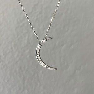 BOGO Silver tone moon necklace with rhinestones